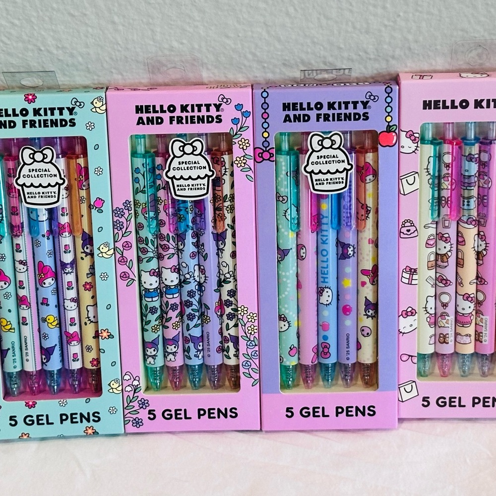 Hello Kitty Gel Pens Set - Pink, Blue, Purple